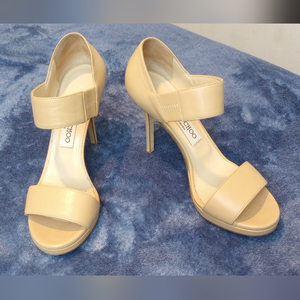 Jimmy Choo Alana Leather Double Band Sandals Size 6.5… Gem
